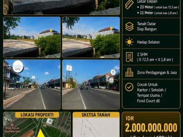 Dijual lahan pinggir jalan utama Teuku Umar barat cocok segala jenis usaha