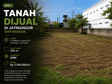 JUAL TANAH 339m JATINANGOR LOKASI STRATEGIS JALAN LUAS COCOK UNTUK INVESTASI