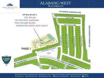 365 sqm VIP Residential Lot For Sale in Las Pinas City at Alabang West Village