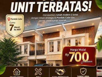 Rumah S7 Pondok Cabe, Murah Mewah 2 LANTAI Baru di Tangsel Kota Tangerang Selatan Dijual