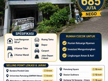 HOT LISTING Rumah Luas 99 m² di Perumahan Taman Pondok Cabe – Cuma Rp685 Juta