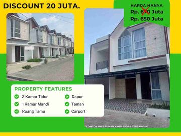 Jual Rumah Baru 2 Lantai Cluster di Cibiru Kota Bandung (Akses Jalan 2 Mobil) Murah