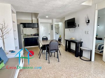 Departamento de playa con terraza y vista al mar