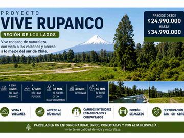 Parcela en Venta a Minutos del Lago Rupanco,  Lago Puyehue, Llanquihue y Puerto Octay