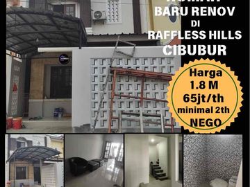 Rumah baru renovasi di jual / sewa di Raffless Hills 5 menit ke LRT harjamukti