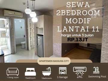 Disewakan 2kamar modif 1kamar full furnished apartemen bassura city