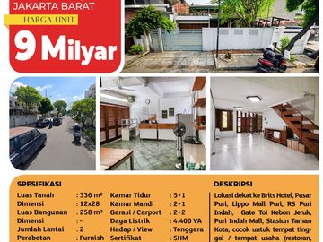 Rumah Puri Indah, Jakarta Barat, 12x28 m², 2 Lt, SHM