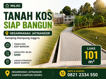 Tanah Kos Siap Bangun SHM Hegarmanah Jatinangor 101 m2 Samping Kampung Inggris