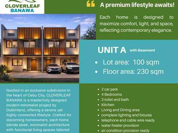 ✨ A Premium Lifestyle Awaits at Cloverleaf Banawa ✨
​Nestled in an exclusive subdivision in the heart of Cebu City, CLOVERLEAF BANAWA is a masterfully designed modern minimalist project by Dublinland, offering a serene yet highly connected lifestyle. Crafted for discerning homeowners, each home blends sleek, minimalist architecture with functional living spaces tailored to your needs—designed to maximize comfort, light, and space while reflecting contemporary elegance
​Location: White Hills Subdivision Banawa Cebu City