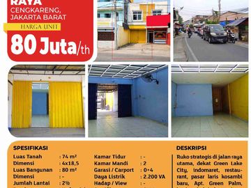 Disewakan Ruko 2½ LT Kresek Raya, Cengkareng, Jakarta Barat