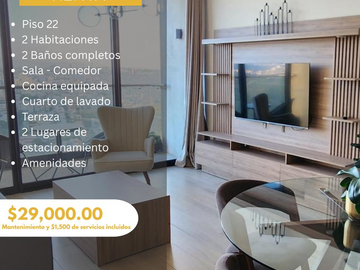 Penthouse Amueblado en Renta - Motto (Piso 22 con Terraza)