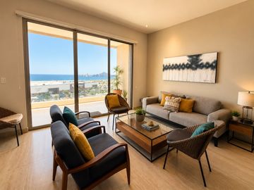 Departamento Amueblado en Renta en Vista Vela, Cabo San Lucas: 3 Recámaras con Vista al Mar
