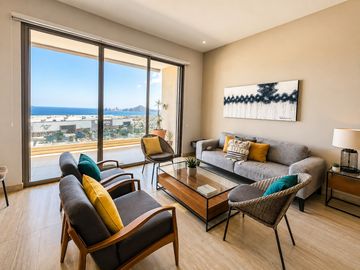 Departamento Amueblado en Renta en Vista Vela, Cabo San Lucas: 3 Recámaras con Vista al Mar