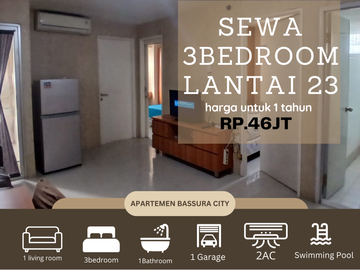 sewa 3kamar full furnis bulanan fasilitas terlengkap apartemen bassura city