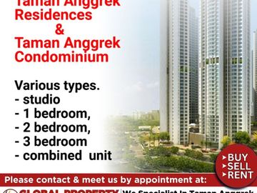 Disewa 150jt perTahun, Fully Furnished, 3 Bedrooms, City View, Taman Anggrek Condominium