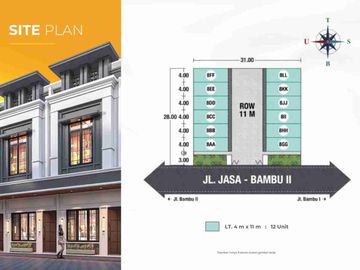 JUAL TOWNHOUSE/VILLA AREA JALAN BAMBU - KRAKATAU DEKAT SEKOLAH BIM