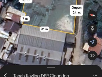 kavling termurah di komplek  pergudangan  dpr cipondoh 5,5 jt per m