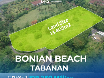 RARE COASTAL INVESTMENT — LAND FOR SALE — BONIAN BEACH, TABANAN