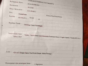 Tanah Murah View Sawah di Kulwaru Wates Kulon Progo