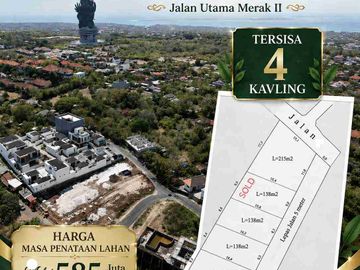 Jual Tanah Murah Luas 1.38are/138m² Bisa di jadikan Cafe atau Villa Komersil Jl Merak II, Goa gong jimbaran.ow