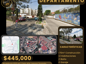 VENTA DE DEPARTAMENTO EN ACUEDUCTO 1020, LAGUNA TICOMAN CDMX. RECUPERACIÓN BANCARIA