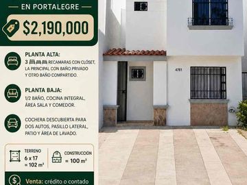 Casa en Portalegre sector norte, 3 recámaras, 2 baños y medio