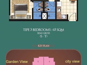 Disewa 105jt pertahun, Fully Furnished 3 Bedroom 65m2, High Floor, Taman Anggrek Residences