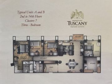 Condo for Rent in McKinley, Taguig City at Tuscany Private Estate, 3 Bedroom 3BR