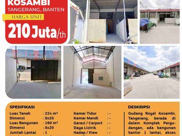 Disewakan Dekat Tol dan Bandara, Gudang Royal Kosambi, Tangerang