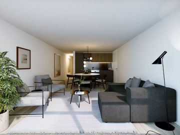 Departamento de 3 pisos con sala de tv, Terraza techada y patio, En venta