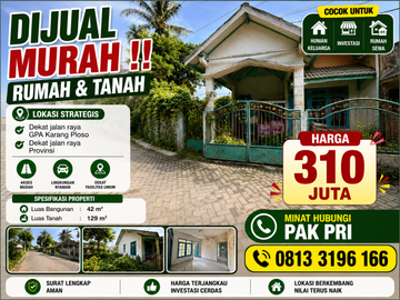 DIJUAL TANAH BONUS BANGUNAN AREA KARANGPLOSO