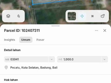 TANAH OCEAN VIEW 1000m² Jl.KENANGA LABUAN SAIT PECATU KUTA SELATAN