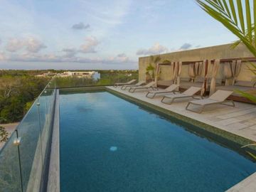 Estudio amueblado con historial de rentas vacacionales, spa, rooftop con alberca infinity, Art walk, cine al aire libre, en avenida Cobá, Tulum en ven