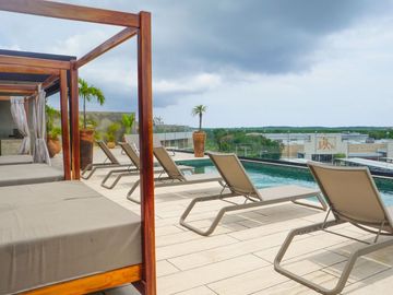 Estudio amueblado con historial de rentas vacacionales, spa, rooftop con alberca infinity, Art walk, cine al aire libre, en avenida Cobá, Tulum en ven