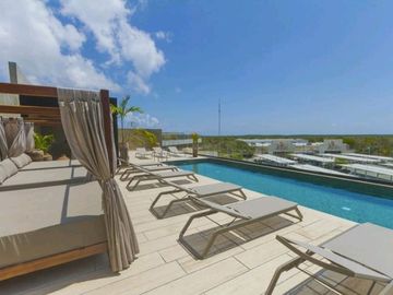 Estudio amueblado con historial de rentas vacacionales, spa, rooftop con alberca infinity, Art walk, cine al aire libre, en avenida Cobá, Tulum en ven