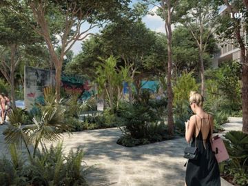 Estudio amueblado con historial de rentas vacacionales, spa, rooftop con alberca infinity, Art walk, cine al aire libre, en avenida Cobá, Tulum en ven