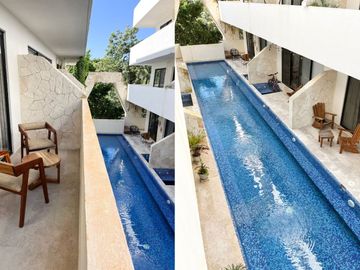 Departamento con piscina Infinity en venta, Aldea Zamá, Tulum