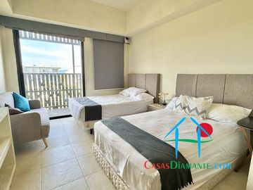 Departamento a pie de playa con terraza y vista frontal al mar