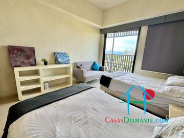 Departamento a pie de playa con terraza y vista frontal al mar