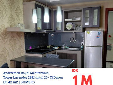 DEW0011 apartemen Royal Mediterania tower Lavender 2BR lantai 20 furnish Tanjung Duren Jakarta Barat