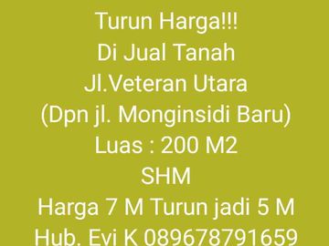 Turun Harga Tanah di Jl.Veteran Utara, Poros Jalan, Makassar