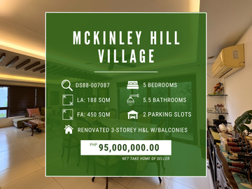 FOR SALE: 3-Storey 5 Bedroom House & Lot in McKinley Hill Village, Taguig City