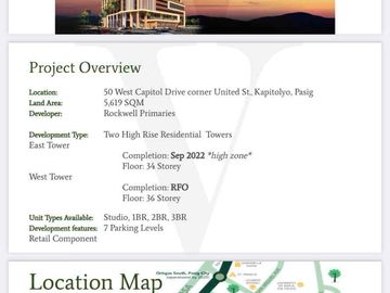 Studio in The Vantage at Kapitolyo For Sale and For Lease in Pasig