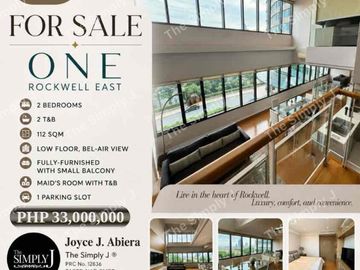 FOR SALE: 2BR 112sqm Bilevel One Rockwell East Tower Makati
