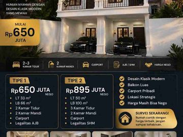 Jual Rumah Baru Cluster Murah Minimalis di Kramat jati Jakarta Timur (Akses Mobil)