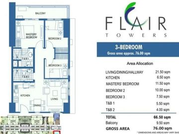 3 Bedroom Condo for rent in Flair Towers, Highway Hills, Metro Manila near MRT-3 Boni