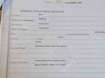 tanah langka luasan kecil kawasan villa lokasi Tegal cupek umalas