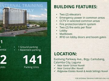 PRE SELLING CONDO IN Evoliving Parkway, Brgy. Canlubang Calamba, Laguna NEAR XAVIER SCHOOL NUVALI  NEAR CENTRAL BLOC NUVALI  NEAR RIGDEVIEW ESTATES NU