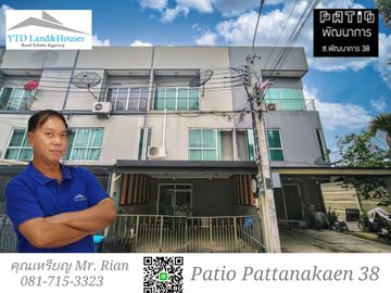 For sale 3-story townhome, Patio Pattanakarn 38, fully decorated with built-in furniture,