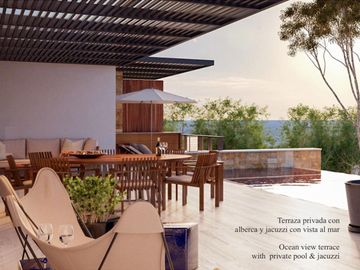Penthouse vista al mar, con alberca y jacuzzi privado 733 m2, club de playa, campo de golf, amenidades de hotel, pre-construccion, venta, Puerto Los C